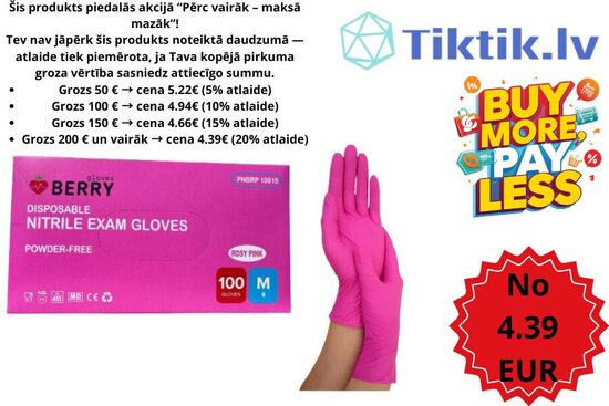 MAGENTA BERRY Nitrila cimdi, bez pūdera N100, 100 gb